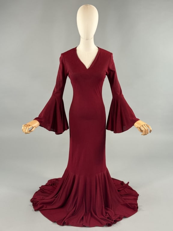 Vintage 1970s Mr. Boots Red Maxi Knit Disco Dress (1 of 10)