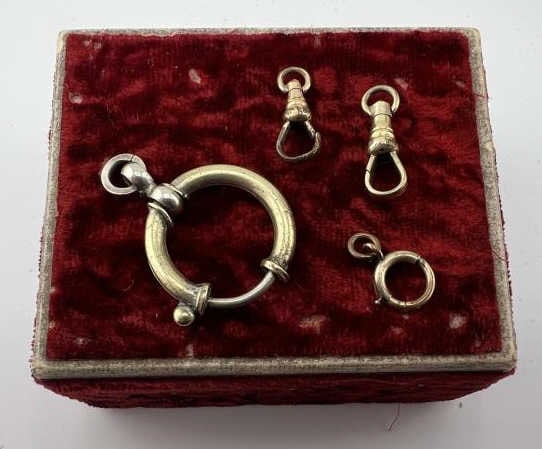 Antique 19th C Jewelry Findings Dog Clips & Spring (1 of 5)