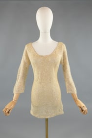 Vintage 1960s Knit Sequin Mod Micro Mini Dress