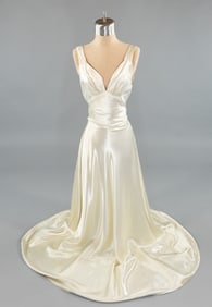 Vintage 1930s Rayon Satin Art Deco Wedding Gown