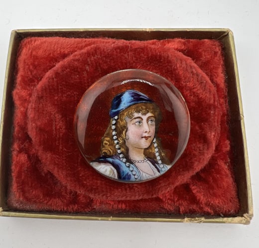 Antique French Limoges Style Portrait Brooch (1 of 7)