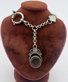 Antique 19th C Watch Fob Chain with Spinner