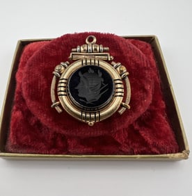 Antique 19th C Bloodstone & Onyx Locket Pendant