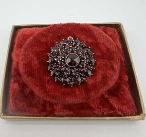 Antique C 1900 Bohemian Garnet Necklace Pendant
