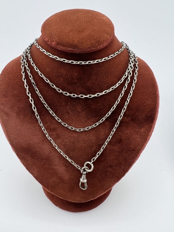 Antique 19th C Silver Watch Chain / Guard Chain (1 of 8)