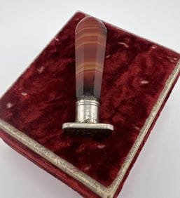 Antique 19th C Agate Mounted Sealed Stamp