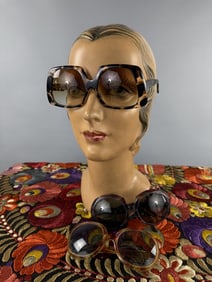 Collection 1970s Mod Round Oversize Sunglasses