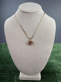 Antique Gold Fill Love Knot Pendant Necklace