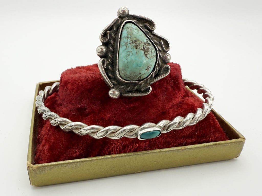 Group Vintage Native American Sterling Turquoise (1 of 7)