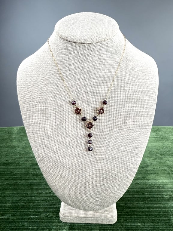 Alwand Vahan 14k Yellow Gold Garnet Drop Necklace (1 of 7)