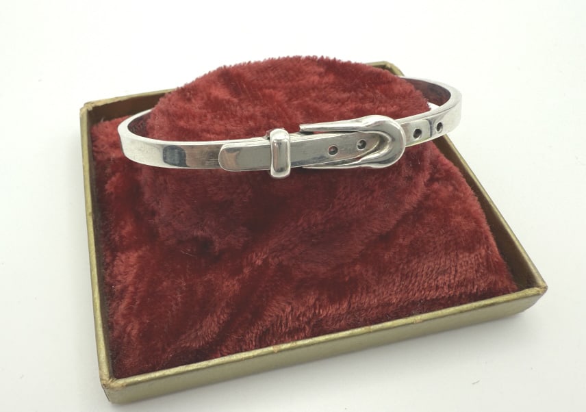 Vintage Sterling Silver Buckle Bangle Bracelet (1 of 7)
