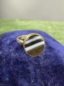 Vintage Sterling Silver Banded Agate Ring
