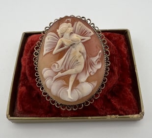 Antique Carved Shell Cameo Pendant of Psyche