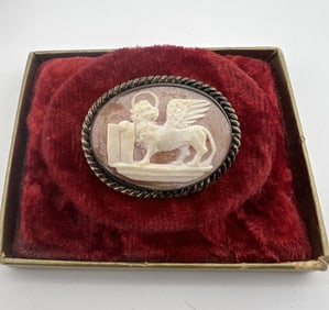 Antique Grand Tour Cameo Lion of St Marks Venice