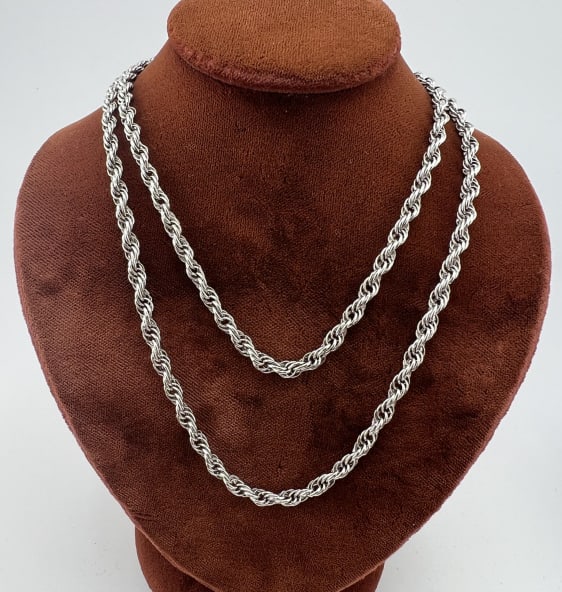 Rhodium Plated Sterling Silver Rope Necklace Chain (1 of 7)