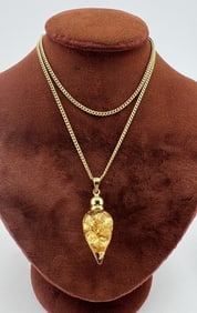 Vintage Bottle Necklace Pendant w Real Gold Flakes