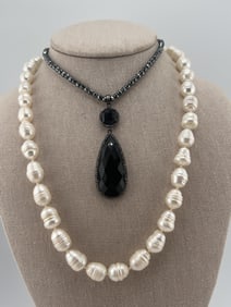 Baroque Pearl & Hematite Onyx Necklace Strands