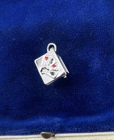Vintage Rhodium Plated Sterling Set of Cards Charm