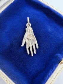 Vintage Sterling Silver Crucifix in Hand Pendant