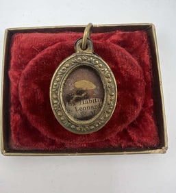 Antique St. Leonard Gilt Metal Reliquary Pendant