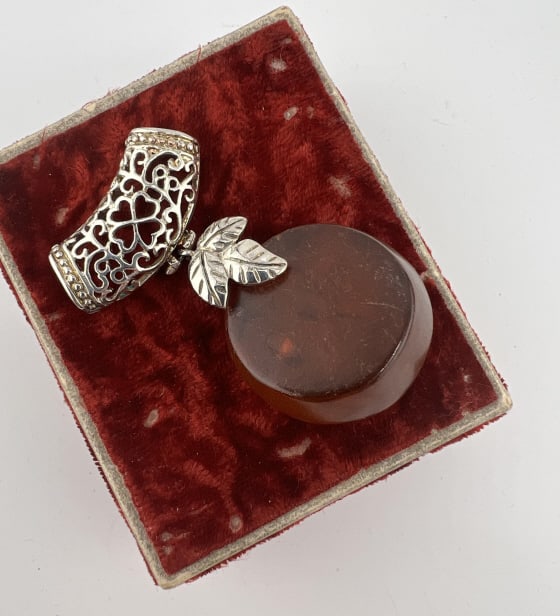 Vintage Sterling Silver & Amber Necklace Pendant (1 of 9)