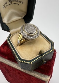 David Yurman Style Sterling & Pave Diamond Ring