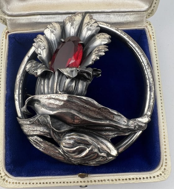Very Large Antique Art Deco Sterling Silver Brooch (1 of 8)