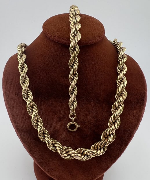 Vintage Gold Filled Rope Twist Necklace & Bracelet (1 of 8)