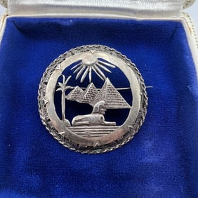 Antique Egyptian Revival Silver Egyptian Motif Pin