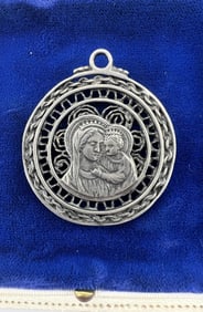 Antique Madonna & Child Sterling Parenti Pendant