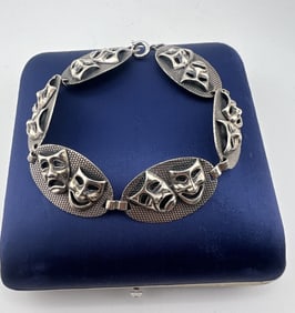 Vintage Sterling Comedy Tragedy Theatre Bracelet