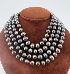 Estate Hand Knotted Tahitian Pearl Necklace Strand
