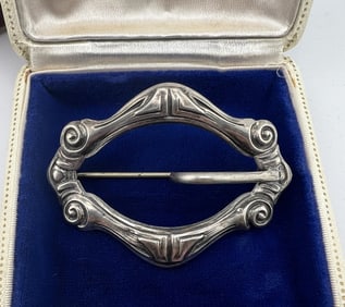 Antique Sterling Silver Art Nouveau Buckle Brooch