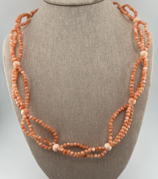 Estate Vintage Multi Strand Coral Beaded Necklace (1 of 8)