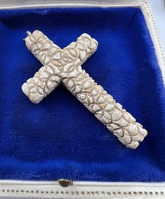 Vintage Mid 20th C Carved Bakelite Cross Pendant