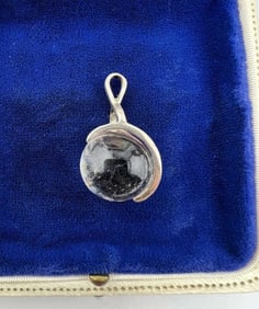 Vintage Sterling & Rock Crystal Modernist Pendant