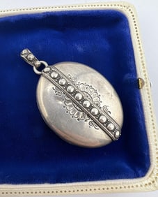Antique C 1875 Sterling Victorian Locket Pendant