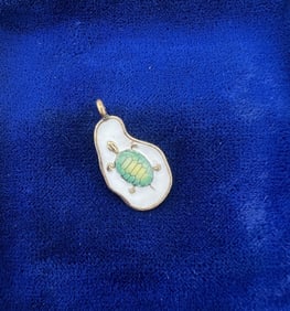 Antique Gold Filled Enamel Decorated Turtle Charm