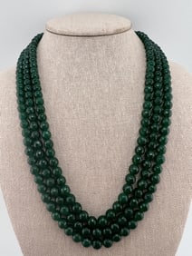 Approx 500 Carat Emerald Three Strand Necklace