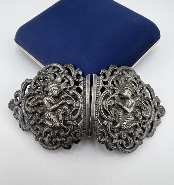 Antique Silver Indo Persian Two Panel Belt Buckle (1 of 5)