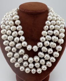 Hand Knotted Baroque Pearl 60 in. Flapper Necklace