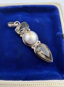 Sterling Silver Smoky Quartz Mabe Peal Pendant