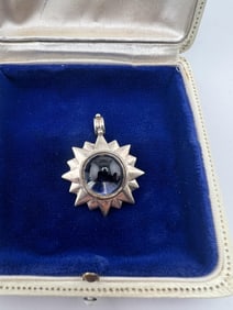 Vintage Sterling Starburst Crystal Ball Pendant