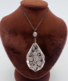Antique Czech Art Deco Intaglio Crystal Necklace