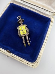 Vintage Sterling Enamel Articulated Soldier Charm