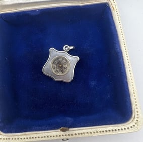 Antique 19th C Shield Form Compass Pendant Fob