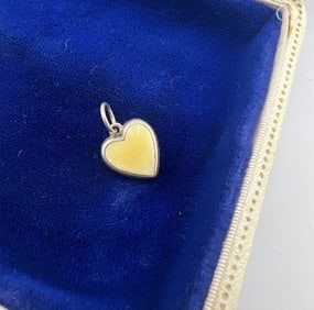Antique Sterling & Guilloche Enamel Heart Pendant