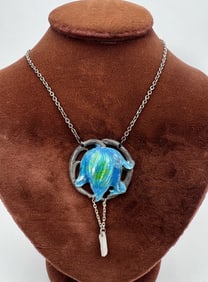 Antique Art Nouveau Sterling & Enamel Necklace
