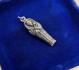 Egyptian Revival Sterling Silver Locket Pendant