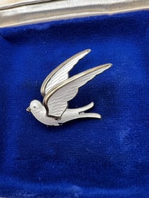 Estate Bernard Meldahl Norway Silver Enamel Brooch